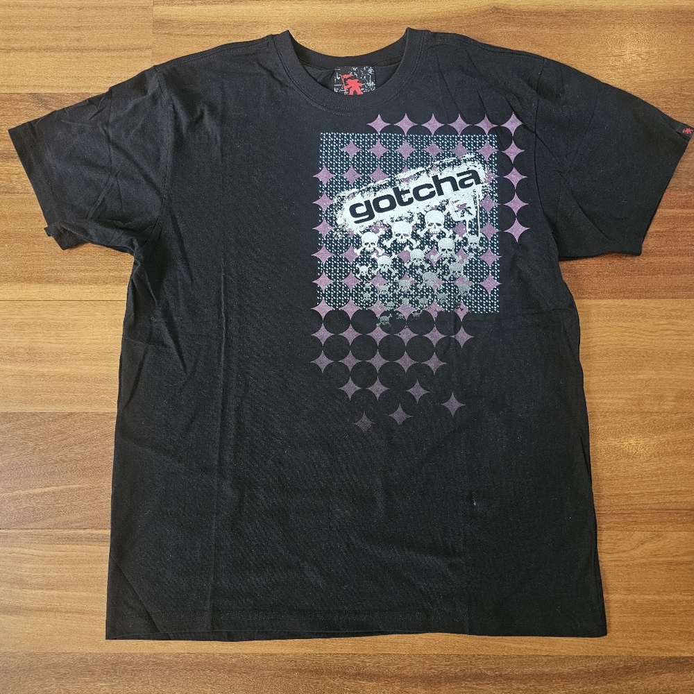 Gotcha skulls graphic tee Shirt Surf Skate black cotton Youth Large